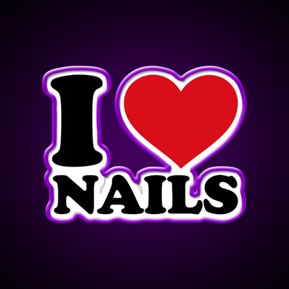 I Love Nails Bold Heart Design For Nail Lovers Nail Salon Led Neon Sign Rgb Color - Shineneon