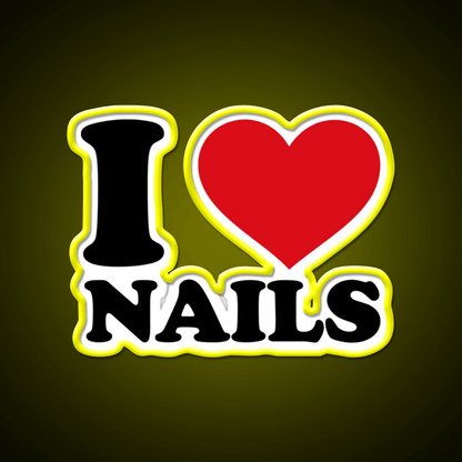 I Love Nails Bold Heart Design For Nail Lovers Nail Salon Led Neon Sign Rgb Color - Shineneon