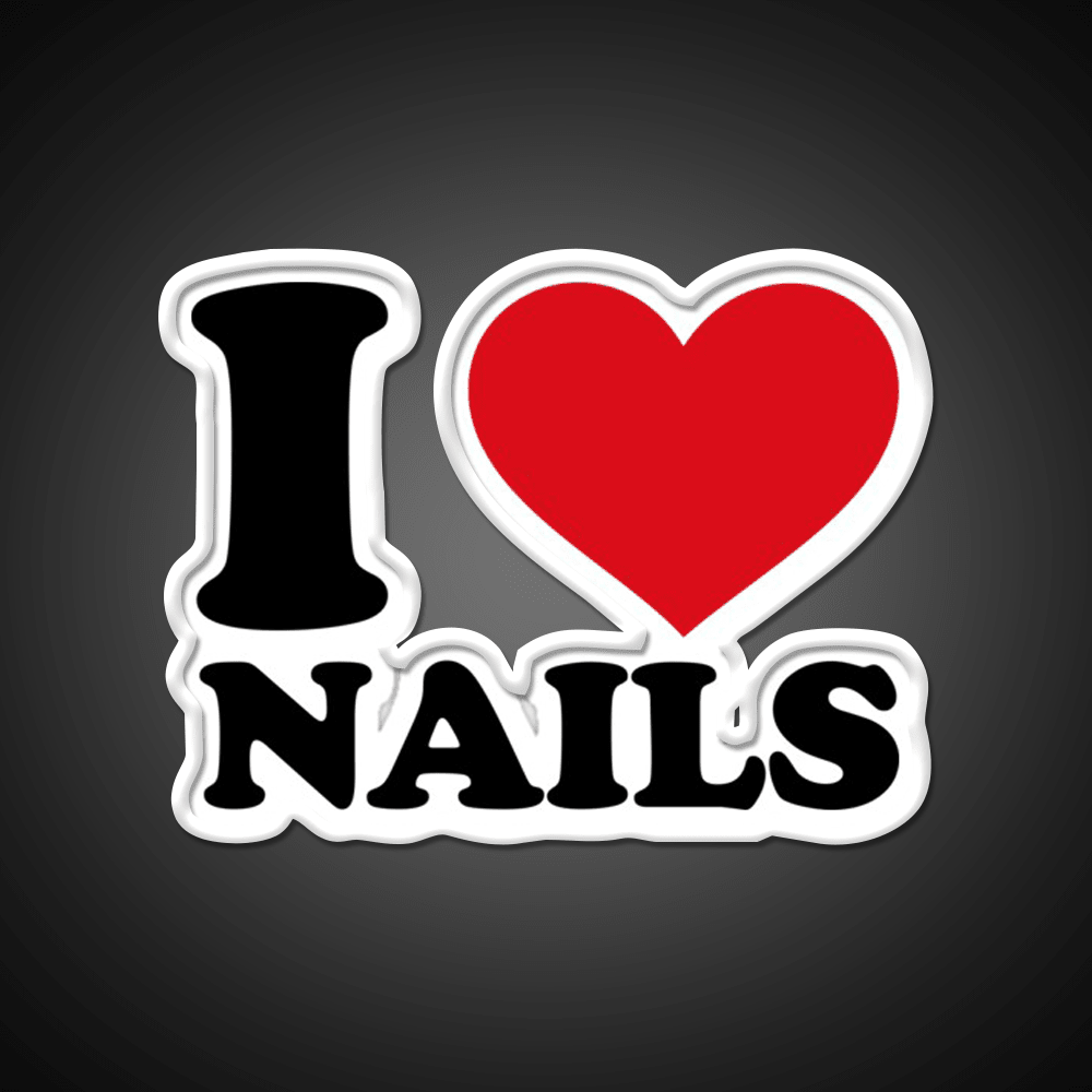 I Love Nails Bold Heart Design For Nail Lovers Nail Salon Led Neon Sign Rgb Color - Shineneon