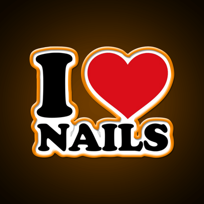 I Love Nails Bold Heart Design For Nail Lovers Nail Salon Led Neon Sign Rgb Color - Shineneon