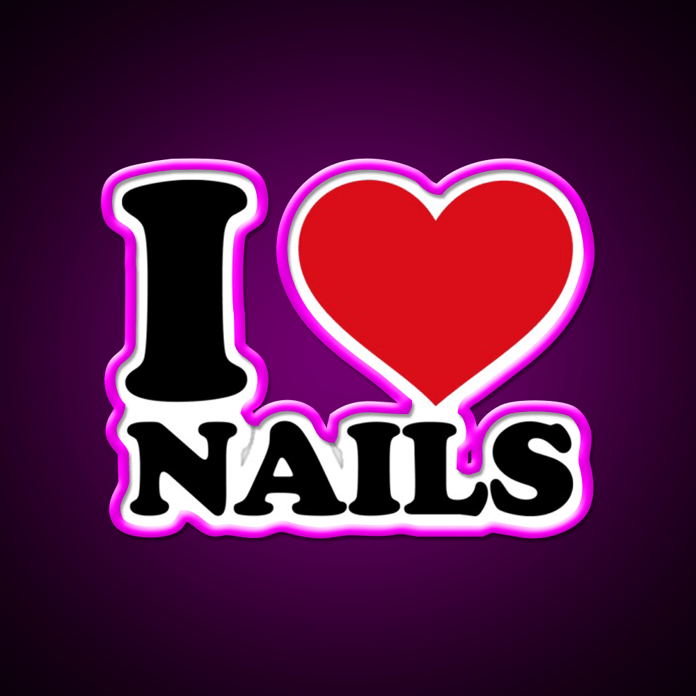 I Love Nails Bold Heart Design For Nail Lovers Nail Salon Led Neon Sign Rgb Color - Shineneon