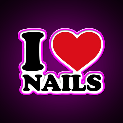I Love Nails Bold Heart Design For Nail Lovers Nail Salon Led Neon Sign Rgb Color - Shineneon