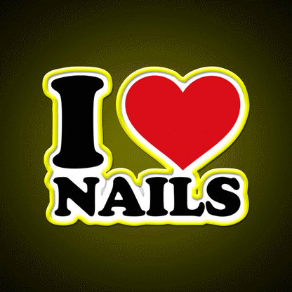 I Love Nails Bold Heart Design For Nail Lovers Nail Salon Led Neon Sign Rgb Color - Custom LED neon sign front view
