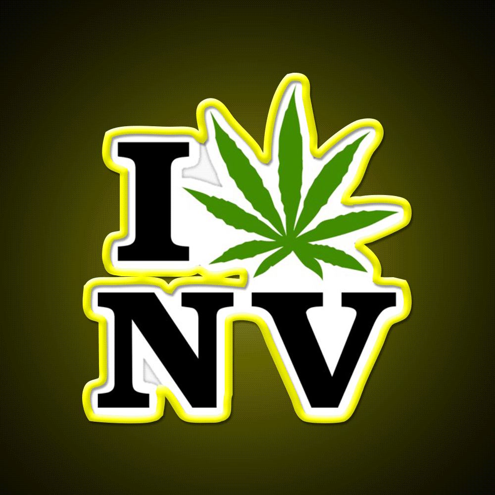 I Love Nevada Weed Hemp Inspired Green Leaf Led Neon Sign Rgb Color - Custom LED neon sign front view