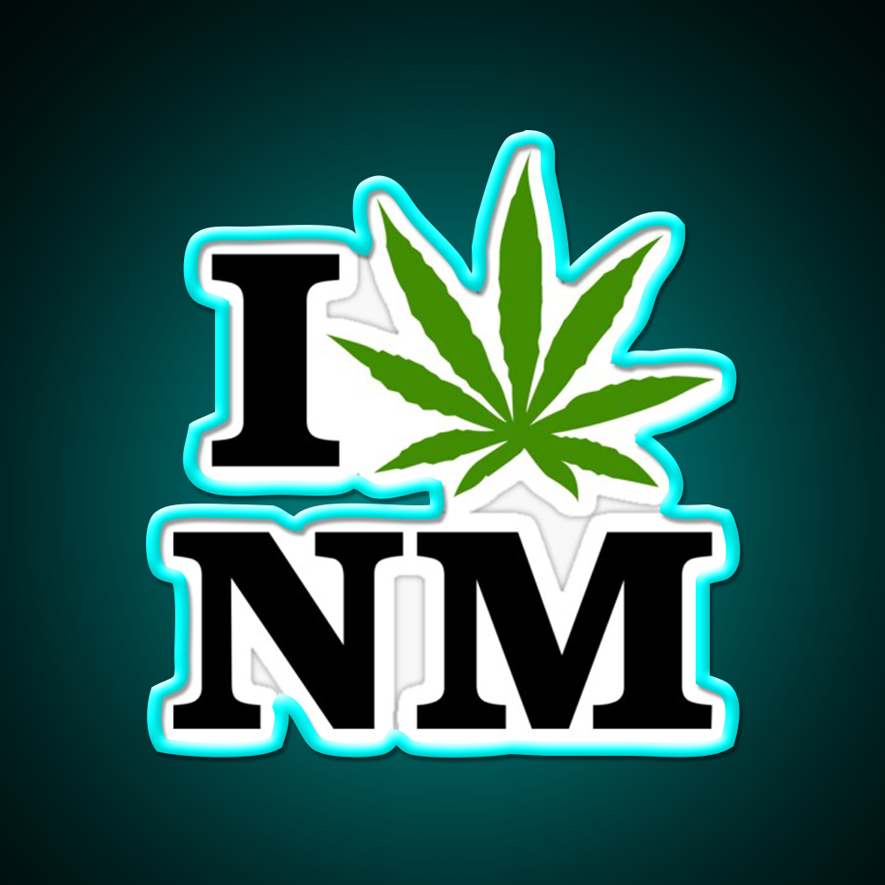 I Love New Mexico Weed Hemp Inspired Green Leaf Led Neon Sign Rgb Color - Size and dimension reference