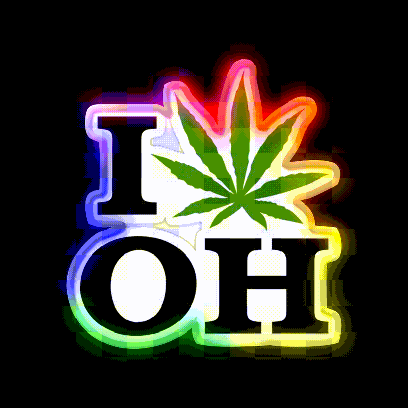 I Love Ohio Weed Hemp Inspired Green Leaf Led Neon Sign Rgb Color - LED neon sign close-up detail