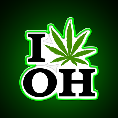 I Love Ohio Weed Hemp Inspired Green Leaf Led Neon Sign Rgb Color - LED neon sign view 8
