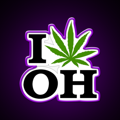 I Love Ohio Weed Hemp Inspired Green Leaf Led Neon Sign Rgb Color - LED neon sign view 9