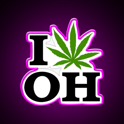 I Love Ohio Weed Hemp Inspired Green Leaf Led Neon Sign Rgb Color - Shineneon