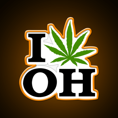 I Love Ohio Weed Hemp Inspired Green Leaf Led Neon Sign Rgb Color - Shineneon