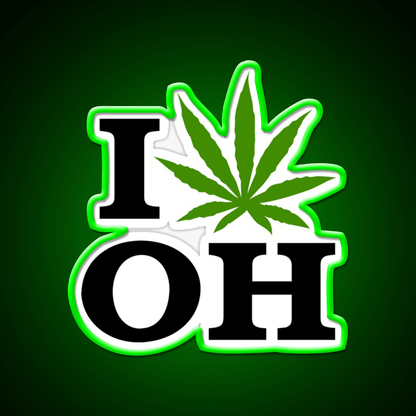 I Love Ohio Weed Hemp Inspired Green Leaf Led Neon Sign Rgb Color - Shineneon