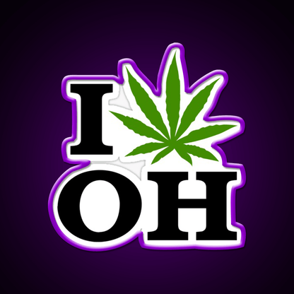 I Love Ohio Weed Hemp Inspired Green Leaf Led Neon Sign Rgb Color - Shineneon