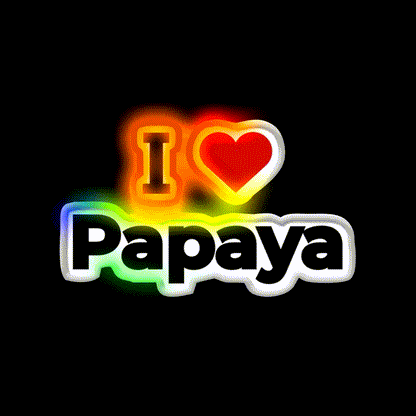 I Love Papaya Snack Food Led Neon Sign Rgb Color - LED neon sign close-up detail
