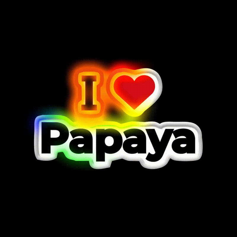 I Love Papaya Snack Food Led Neon Sign Rgb Color - LED neon sign close-up detail