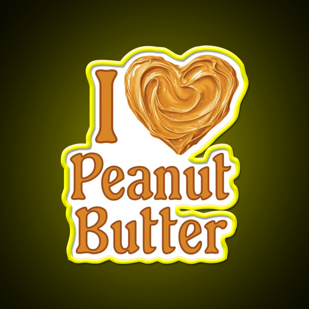 I Love Peanut Butter Snack Food Led Neon Sign Rgb Color - Custom LED neon sign front view
