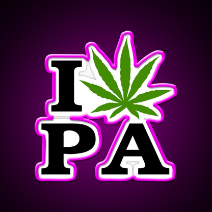 I Love Pennsylvania Weed Hemp Inspired Green Leaf Led Neon Sign Rgb Color - Neon sign mounted on wall in room