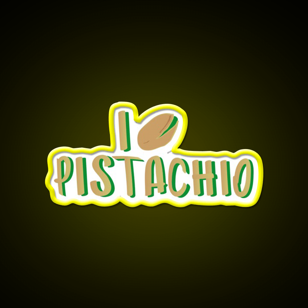 I Love Pistachio Snack Food Led Neon Sign Rgb Color - Custom LED neon sign front view