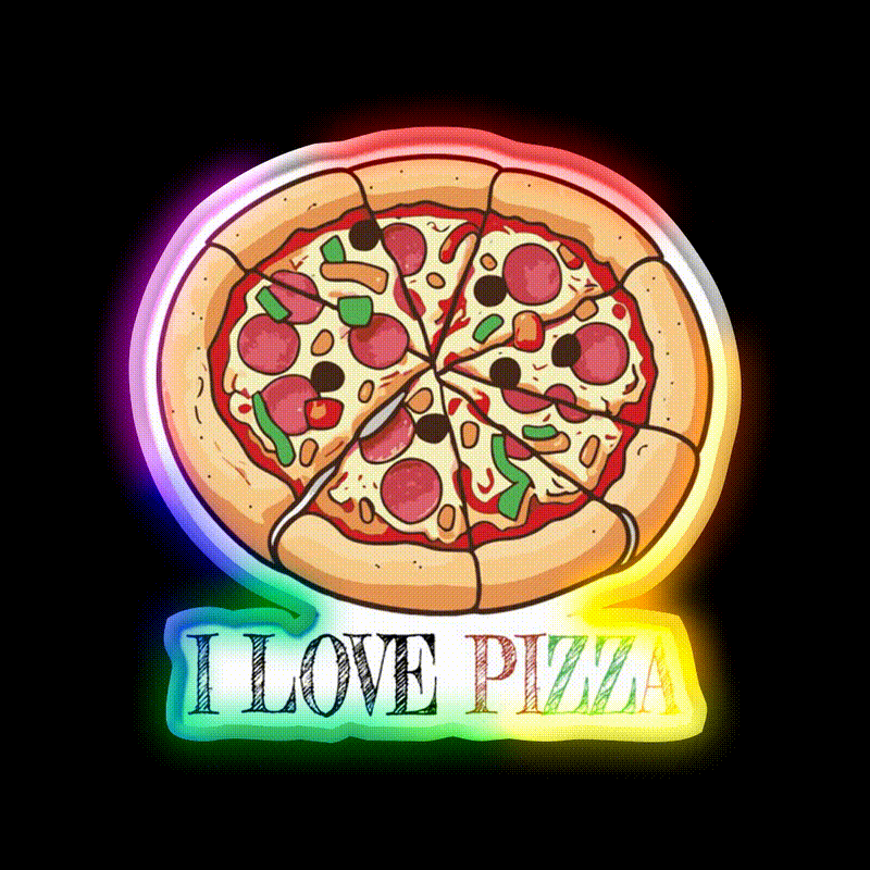 I Love Pizza Snack Food Led Neon Sign Rgb Color - LED neon sign close-up detail