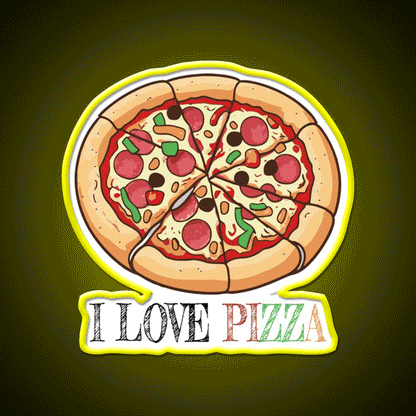 I Love Pizza Snack Food Led Neon Sign Rgb Color - Custom LED neon sign front view