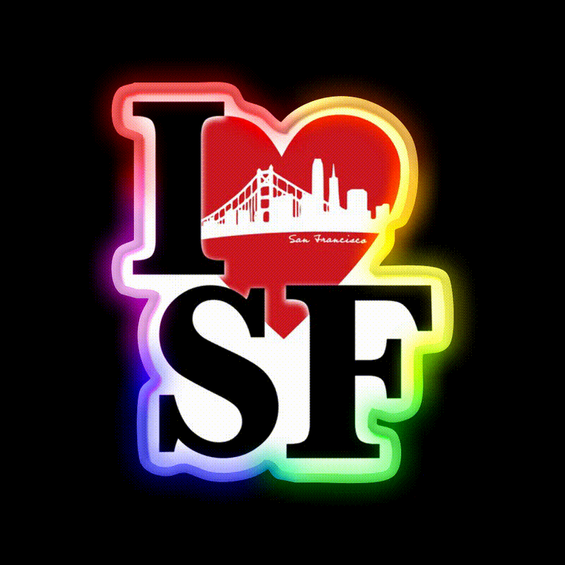 I Love San Francisco Asian Cultural Led Neon Sign Rgb Color - LED neon sign close-up detail