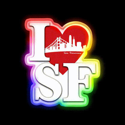I Love San Francisco Asian Cultural Led Neon Sign Wall Art Rgb Color - LED neon sign close-up detail