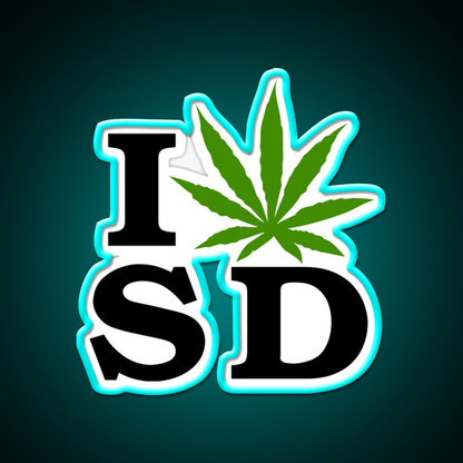 I Love South Dakota Weed Hemp Inspired Green Leaf Led Neon Sign Rgb Color - Size and dimension reference