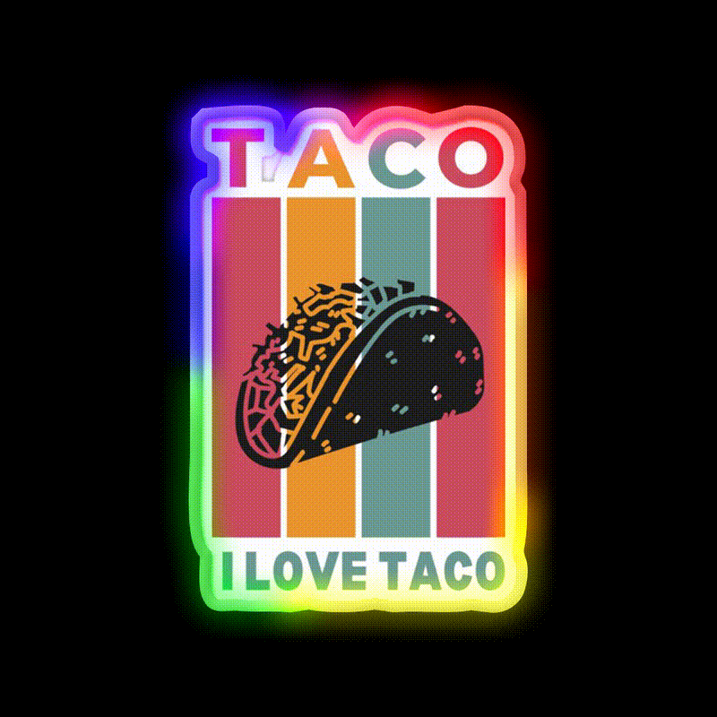I Love Taco Led Neon Sign Mexican Food Sign Food Neon Sign Rgb Color - LED neon sign close-up detail