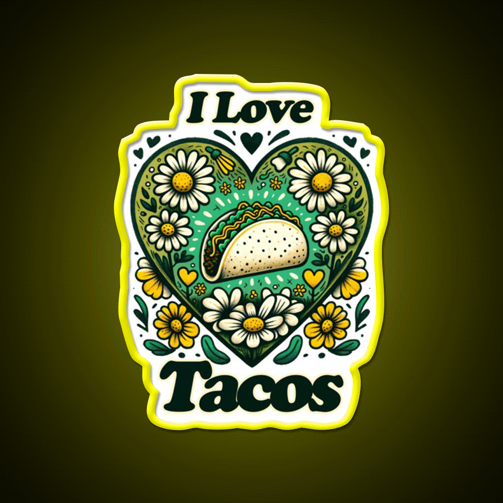 I Love Taco Led Neon Sign Mexican Food Sign Rgb Color - Custom LED neon sign front view