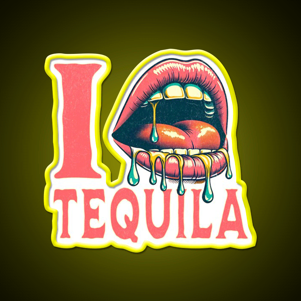 I Love Tequila Party Drink Tequila Led Neon Sign Bar Led Sign Rgb Color - Custom LED neon sign front view