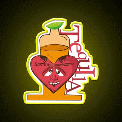 I Love Tequila Party Drink Tequila Led Neon Sign Bar Wall Light Rgb Color - Custom LED neon sign front view