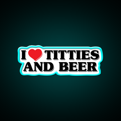 I Love Titties And Beer Man Cave Bar Led Neon Sign Rgb Color - Size and dimension reference