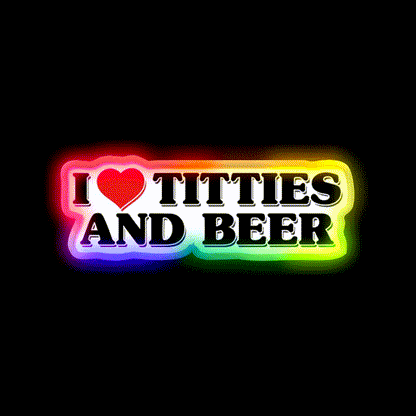 I Love Titties And Beer Man Cave Bar Led Neon Sign Rgb Color - LED neon sign close-up detail
