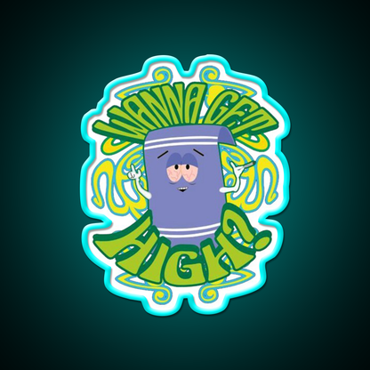 I Love Towelie Gradient Hemp Inspired Green Leaf Led Neon Sign Rgb Color