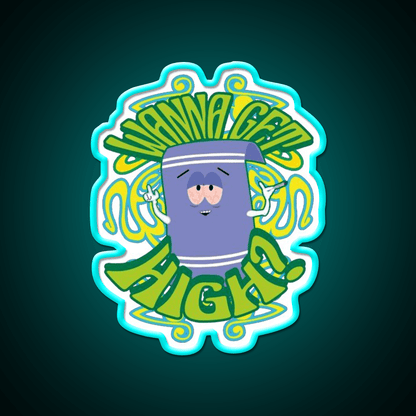 I Love Towelie Gradient Hemp Inspired Green Leaf Led Neon Sign Rgb Color - Shineneon