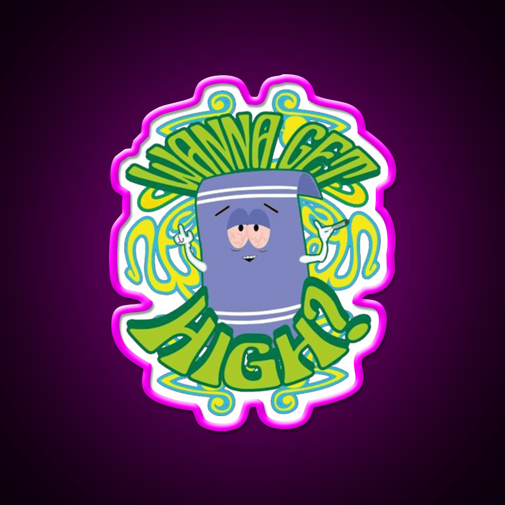 I Love Towelie Gradient Hemp Inspired Green Leaf Led Neon Sign Rgb Color - Shineneon