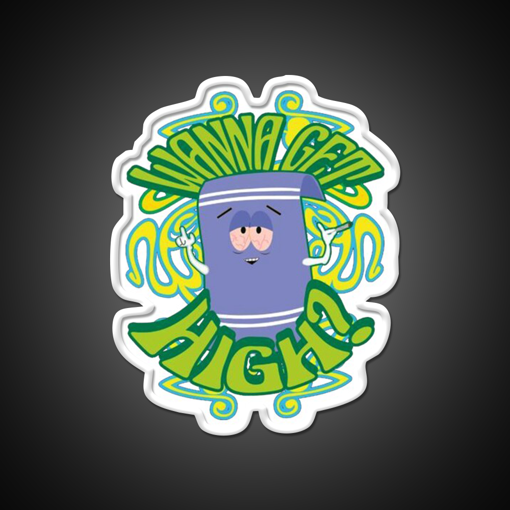 I Love Towelie Gradient Hemp Inspired Green Leaf Led Neon Sign Rgb Color