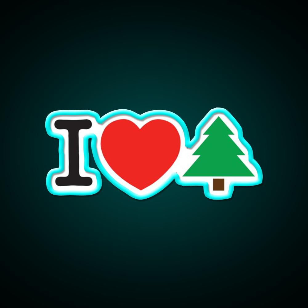 I Love Tree Hemp Inspired Green Leaf Led Neon Sign Rgb Color - Size and dimension reference