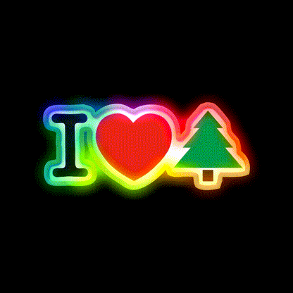 I Love Tree Hemp Inspired Green Leaf Led Neon Sign Rgb Color - LED neon sign close-up detail