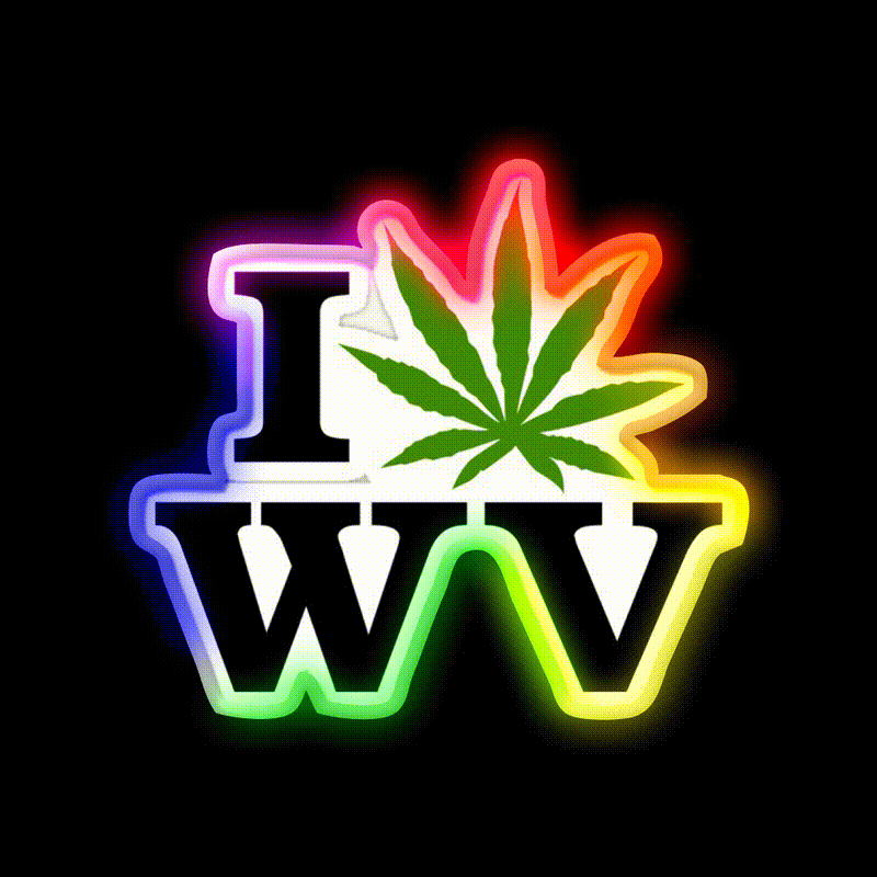 I Love West Virginia Weed Hemp Inspired Green Leaf Led Neon Sign Rgb Color - LED neon sign close-up detail