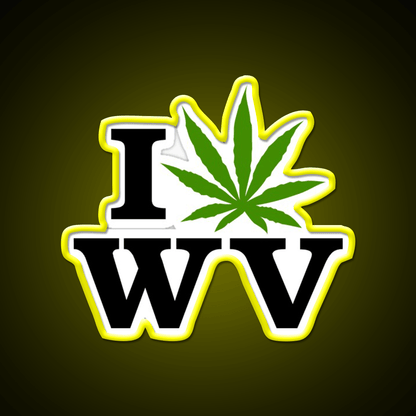 I Love West Virginia Weed Hemp Inspired Green Leaf Led Neon Sign Rgb Color - Shineneon