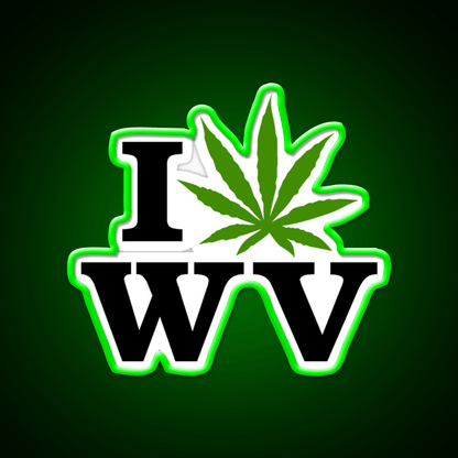 I Love West Virginia Weed Hemp Inspired Green Leaf Led Neon Sign Rgb Color - Shineneon