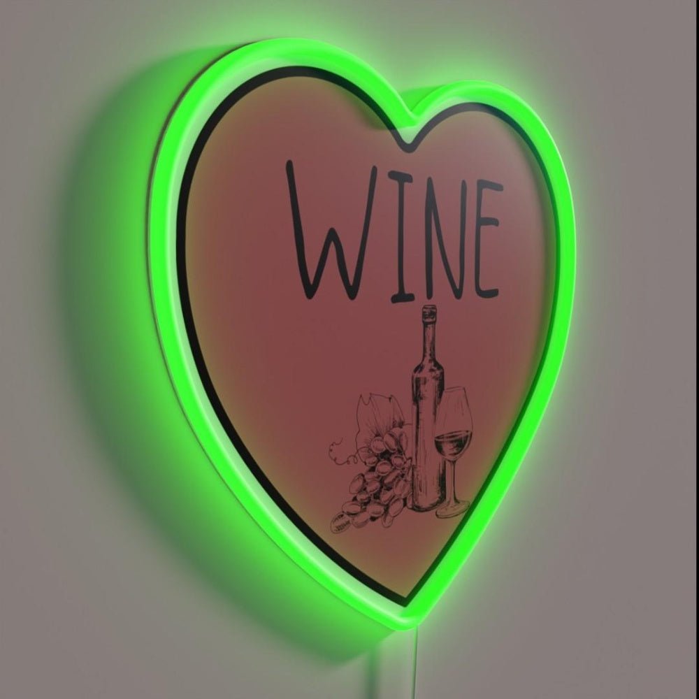 I Love Wine Heart Rgb Led Neon Sign Restaurant Wall Art - Shineneon