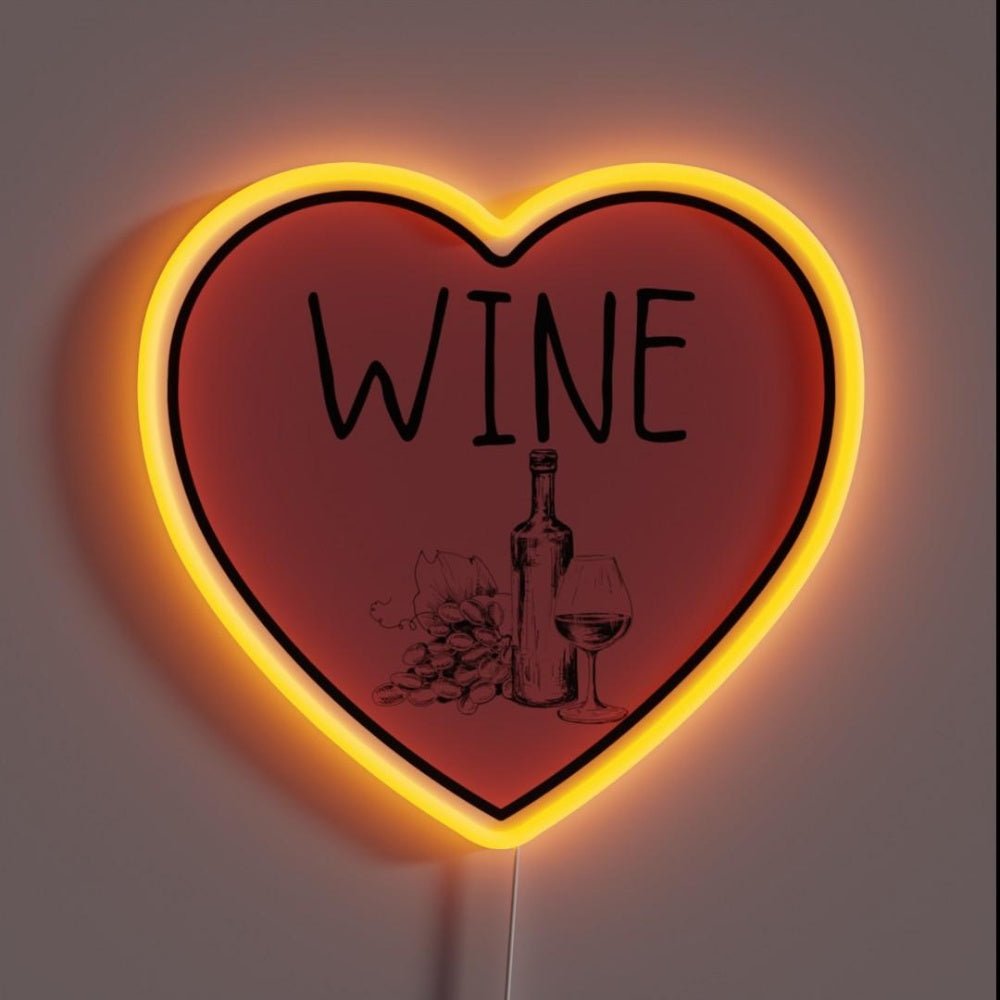 I Love Wine Heart Rgb Led Neon Sign Restaurant Wall Art - Shineneon