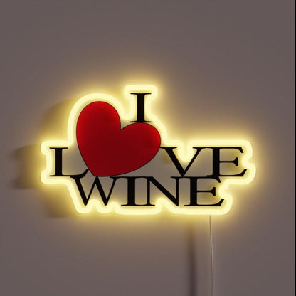 I Love Wine Red Heart Rgb Led Neon Sign - Shineneon