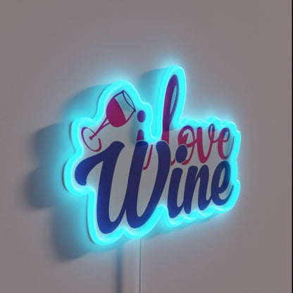 I Love Wine Rgb Led Neon Sign Bar Uv Wall Decor - Shineneon