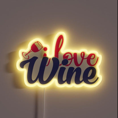 I Love Wine Rgb Led Neon Sign Bar Uv Wall Decor - Shineneon