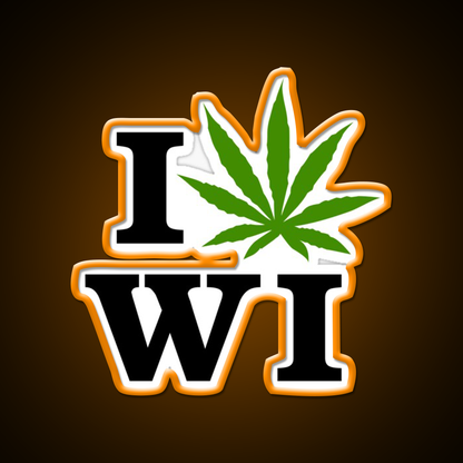 I Love Wisconsin Weed Hemp Inspired Green Leaf Led Neon Sign Rgb Color - LED neon sign view 6
