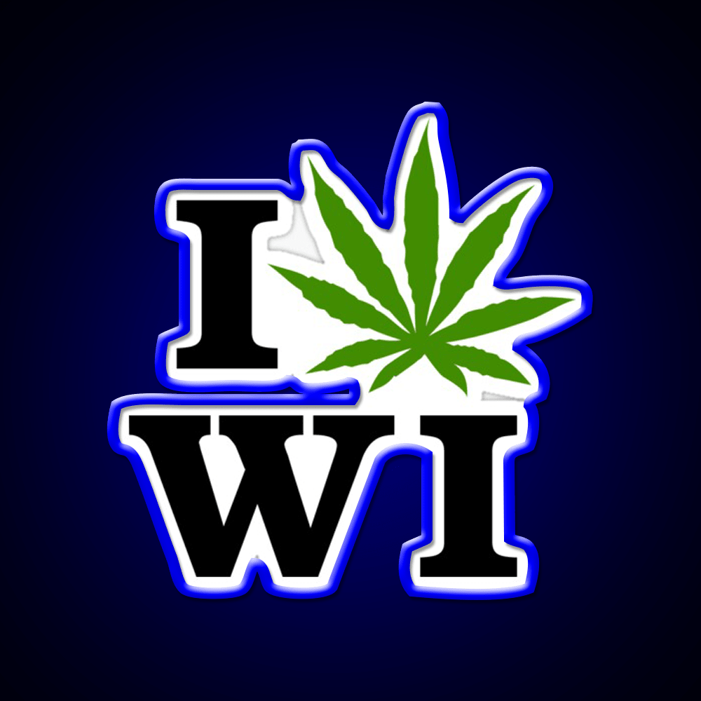 I Love Wisconsin Weed Hemp Inspired Green Leaf Led Neon Sign Rgb Color - Shineneon