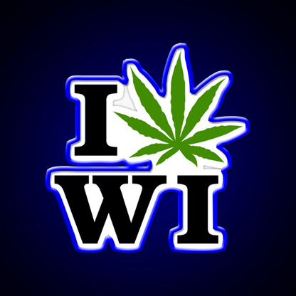 I Love Wisconsin Weed Hemp Inspired Green Leaf Led Neon Sign Rgb Color - Shineneon