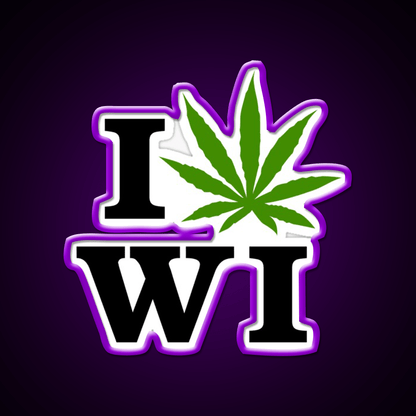 I Love Wisconsin Weed Hemp Inspired Green Leaf Led Neon Sign Rgb Color - Shineneon